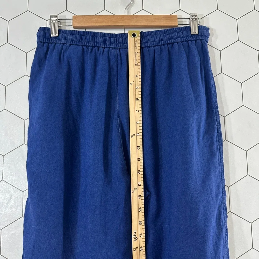 Banana‎ Republic Womens Blue 100% Linen Wide Leg Drawstring Pants Size M Relaxed